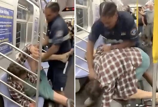 Going At It: 1 On 1 Fight Goes Down On The Subway!