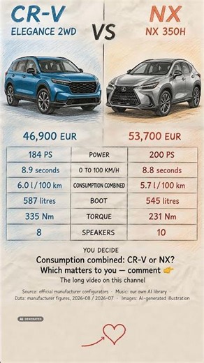 Honda CR-V vs. Lexus NX | Elegance 2WD vs. NX 350h (2026)