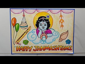 Janmashtami Drawing Easy Steps//Janmashtami Poster//How to Draw Janmashtami Poster/Janmashtami Chart