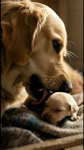 Mother Dog's First Moments With Her Newborn Puppies #puppies #motherlove #wildlife