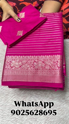 Glow and Glitter Boutique on Instagram: "🔖How to order?: Take a screenshot & sent > Whatsapp +91 9345191239 , 9025628695 No cod, No return , no exchange, no refund. 🥻Saree name: Semi silk with vairaoosi lines pallu with blouse. 🌹Fabric type: silk 💸Cost:1350+ shipping 🪣Wash care: - Dry wash only - Dry it in shades #gandgboutique #glowandglitterboutique #trendingsarees #sareelove #sareestyle"