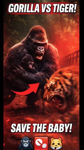 Ultimate Showdown: Gorilla vs. Tiger — A Fight to the Death Rescue! 🦍🐯#Shorts #WildLife #Gorilla