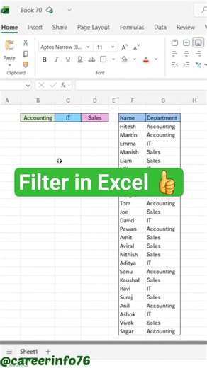 Filter in Excel 👍 #exceltricks #exceltips #office #explore #excel #trending #exceltutorial #ytshorts