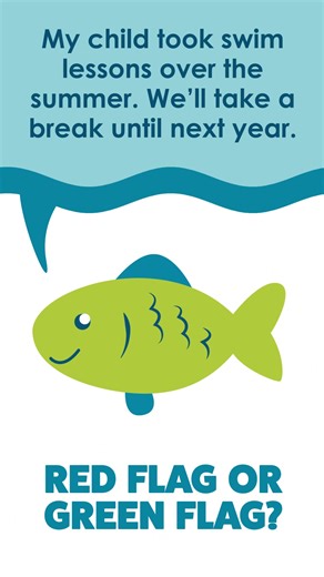 🎯 Red Flag or Green Flag? Let’s test your swim parent smarts! Q1: 💬 “My child took swim lessons over the summer. We’ll take a break until next year.” A: 🚩 Red Flag! ➡️ Taking long breaks can cause kids to lose critical swim skills. Consistency builds water safety and confidence! Q2: 💬 “We keep swim lessons going through the school year, even once a week.” A: ✅ Green Flag! ➡️ Year-round lessons help children retain and strengthen skills, preparing them for every season — not just summer. Q3: 