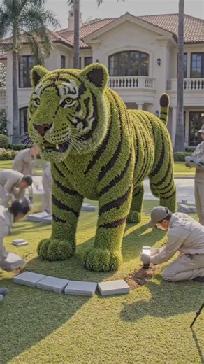 Magical Garden Transformation: Incredible Tiger Topiary Art 🐅
