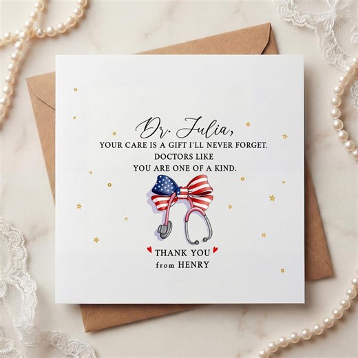 Personalized Doctor Thank You Card, Custom Appreciation Card for Doctor, Healthcare Worker Gift Card, Thank You From Patient Family - Etsy