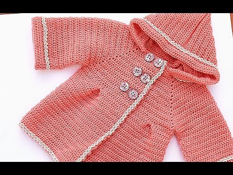Girl's coat with crochet very easy