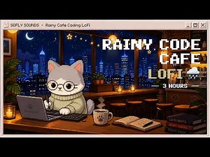 Rainy Cafe Coding LoFi 🐱🌧️ Rain Sounds for Programmers | 3 Hours