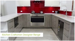 From our designer range, check out the latest kitchen installed in our Joondalup showroom! With stone bench tops, a built-in 90cm stove, and red glass splash backs, this kitchen showcases a range of elements that are sure to give your new kitchen functionality and class. Visit our Joondalup showroom and see it for yourself… http://www.kitchencraftsmen.com.au/contact-us/ | Kitchen Craftsmen