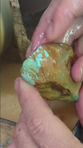 Raw turquoise turns into a beautiful gemstone cabochon!