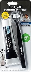Petosan Dental Kit for Dogs with Toothbrush, Toothpaste and Microfiber Cleaner, for Large Dogs, 35+ lbs