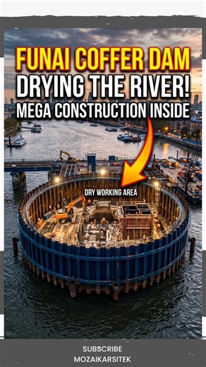 How Engineers Build Dry Land in the Middle of Water 🤯 (Cofferdam Explained) #engineering #shorts