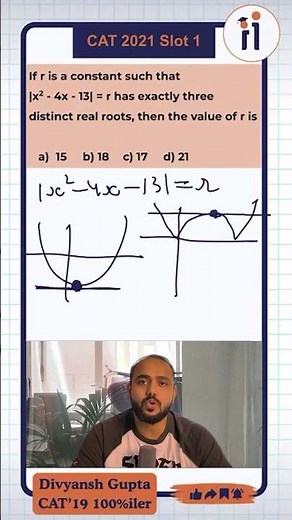 CAT 2025: Polynomial Quadratic Equations & Mod function Question Solved in 60 Seconds