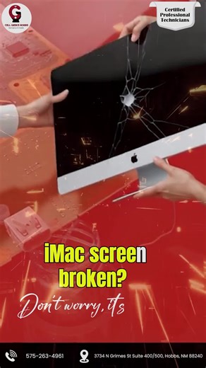 iMac screen cracked or not displaying properly? 😩💻 Don’t worry — Cell Geeks Hobbs can fix it! 🔧✨ Bring your iMac back to life with fast, reliable, and professional screen repair. 💡🖥️ From shattered glass to unresponsive displays, our expert technicians handle it all. High quality parts 🛠️ Quick turnaround ⚡ Premium service you can trust 💯 Keep your iMac looking and working like new — visit us today! 😎💻 📍 3734 N Grimes St, Suite 400/500, Hobbs, NM 88240 📞 (575) 263-4961 Walk in anytime