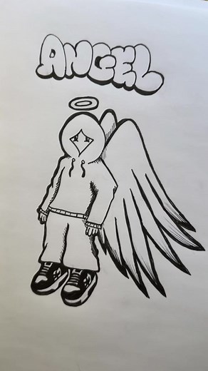 How to Draw an Angel with Sneakers and a Hoodie