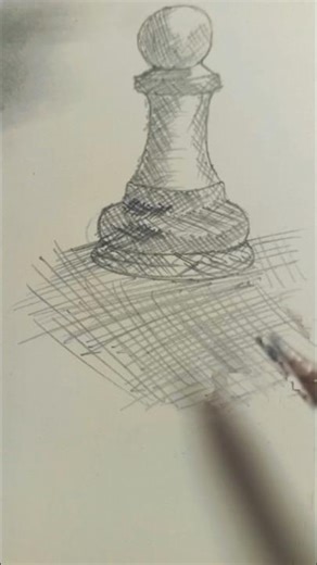 Turning a simple chess pawn sketch into a realistic shaded drawing! ♟️✨