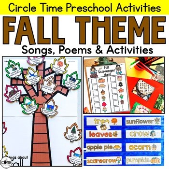 Fall Circle Time Preschool, Fall Songs & Poems, Scavenger Hunt Circle Time props