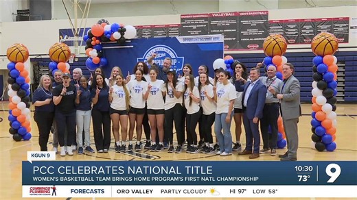 National champs: Pima Community College women's basketball team celebrates victory