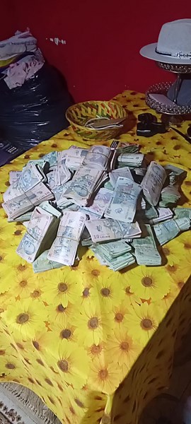 Showcasing Indian Currency Notes on a Vibrant Table
