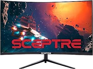 Sceptre 32 inch Curved 2K Gaming Monitor QHD 2560 x 1440 up to 165Hz 144Hz 1ms HDR400 400 Lux AMD FreeSync Premium, Height Adjustable DisplayPort HDMI Build-in Speakers Machine Black (C325B-QWD168)