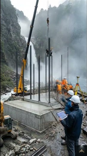 Building a Modern Black Villa Under a Massive Waterfall
