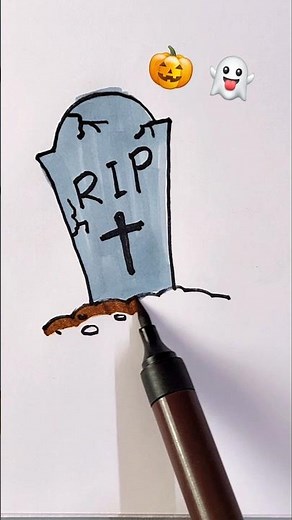 Halloween 🎃 RIP drawing for kids | tombstone #halloween #rip #shorts #drawing #kidsart #art