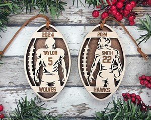 Personalized 3D Football Ornament, Layered & Engraved Custom Football Player Ornament, Football Player Gift, Unique Sports Keepsake - Etsy