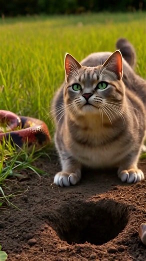Snake 🐍 vs Cat 🐈 Fighting for mouse…the mouse Escapes