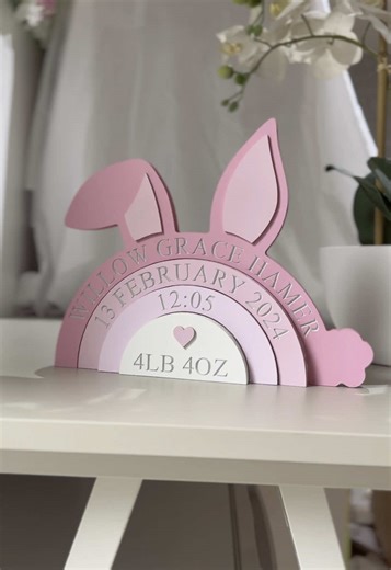 Flamingo Pink Bunny Keepsake for Nurseries