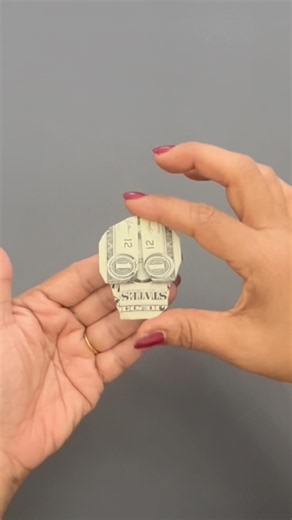 Dollar bill skull 💀 - Halloween origami 👻 #shorts