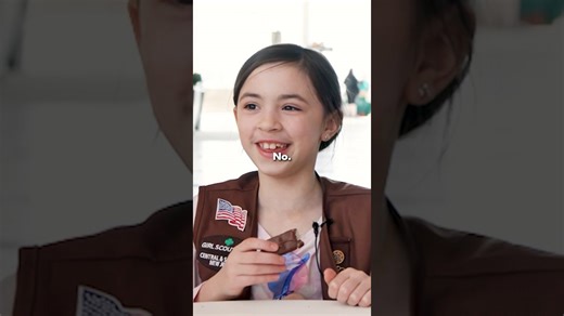 Girl Scout tries British chocolate for the first time (surprising reactions)