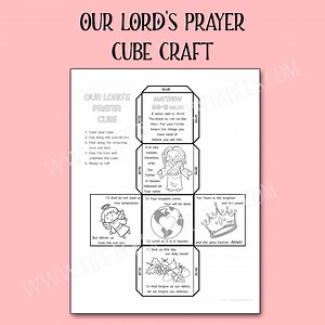 Our Lord's Prayer Coloring Cube Craft: Bible Learning Activity (PDF) - Etsy