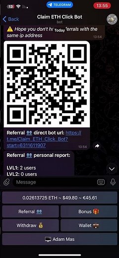 Make free ETH with this telegram bot 😱🔥🥶