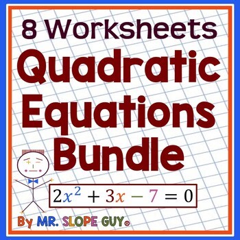 Algebra Quadratics Worksheet Bundle Engaging Student Activities for Practice