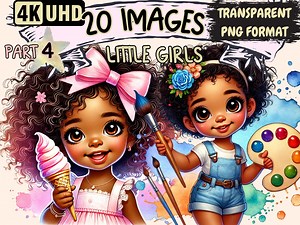 Black Girl Clipart – 20 PNG Graphics, Commercial Use (digital Download) - Etsy