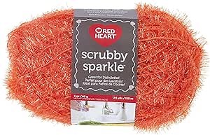 Red Heart Scrubby Sparkle Yarn, Orange