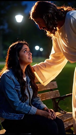 Jesus Comforting a Heartbroken Person in a Park | Fictional Inspirational Visualization
