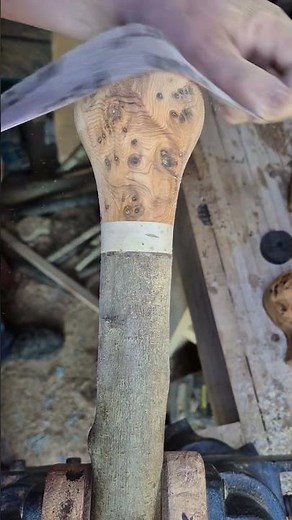 Sanding a Gorgeous Whitethorn Irish Walking Stick with Burl Yew Handle! ✨