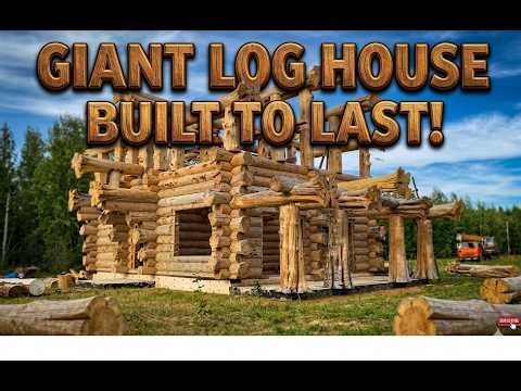 We built a House from Giant Logs Full Build Process 4K
