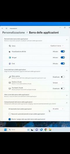 come spostare a sinistra la barra del menu start di windows 11