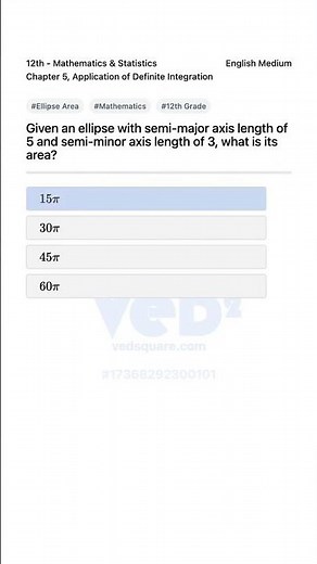 Ellipse Area Calculation 12th Math Application of Definite Integration