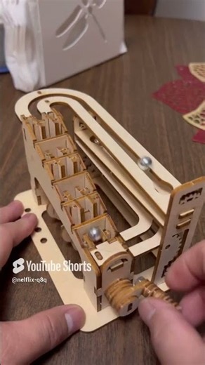 DIY Wooden Marble Run Very Satisfying #asmr #shortvideo #marblerun