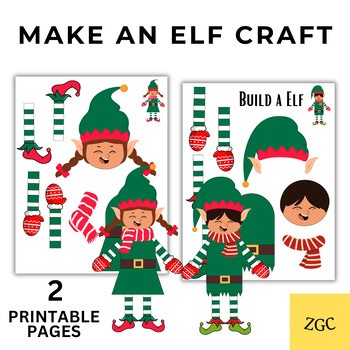 Build an Elf Craft Printable, Christmas Cut and Paste Activity for Kids, Holiday