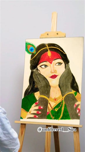 How to draw Rukmani Devi 🪷। easy colour pencil drawing #shorts #krishna