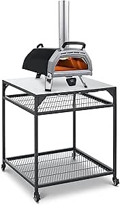 Ooni Large Modular Outdoor Table - 31x31x35 Inch Stainless Steel Pizza Oven Stand, Barbecue Cart, Outdoor Pizza Station