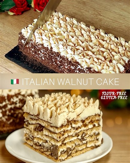 An Italian pastry chef revealed to me the secret to making a nut cake 🎂 Hello, friends! Today I’ll share with you the recipe for a true Italian walnut cake – tender, airy, and at the same time rich. It combines the crunch of walnuts, the deep flavor of dark chocolate, and the delicate cream of mascarpone. This is not just a dessert – it’s an elegant delight that will easily decorate any celebration. Let’s cook together! ✅ Prep time: 25 minutes. Cook time: 20 minutes (2 sponge layers) cooling. C