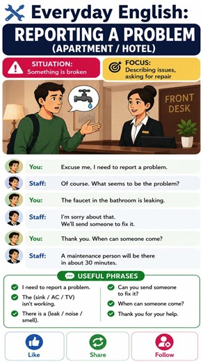 Reporting a problem at an apt/Hotel