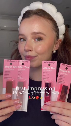 @trin swatches all 4 shades of our Sheer Tint Lip Balms! 😍 Which one will you pick up? 🤭 #mcobeauty #luxeforless #liptok