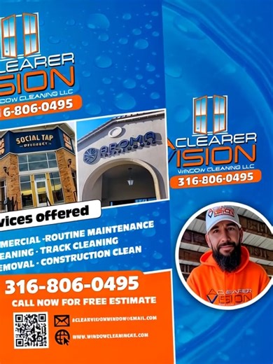 Welcome new friends! I’m Charles, owner of A Clearer Vision Window Cleaning LLC, serving Wichita and surrounding areas. We bring sparkle and clarity to homes and businesses with honest quotes, professional service, and attention to detail. 👉 Follow us for updates, tips, and milestones, and message us when your windows need a fresh start! | A Clearer Vision Window Cleaning
