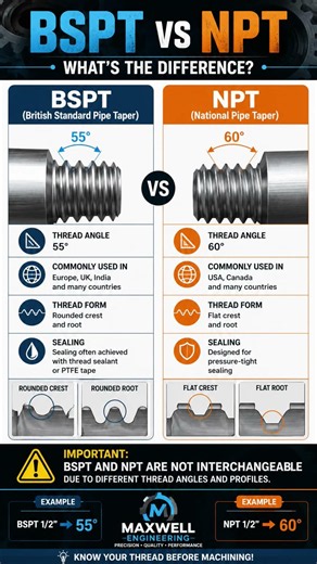 BSPT and NPT Difference Every Machinist Must Know